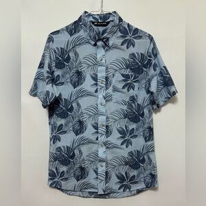 Travis Mathew Hawaiian Shirt Men’s Short Sleeve Button Up Blue Tropical Small